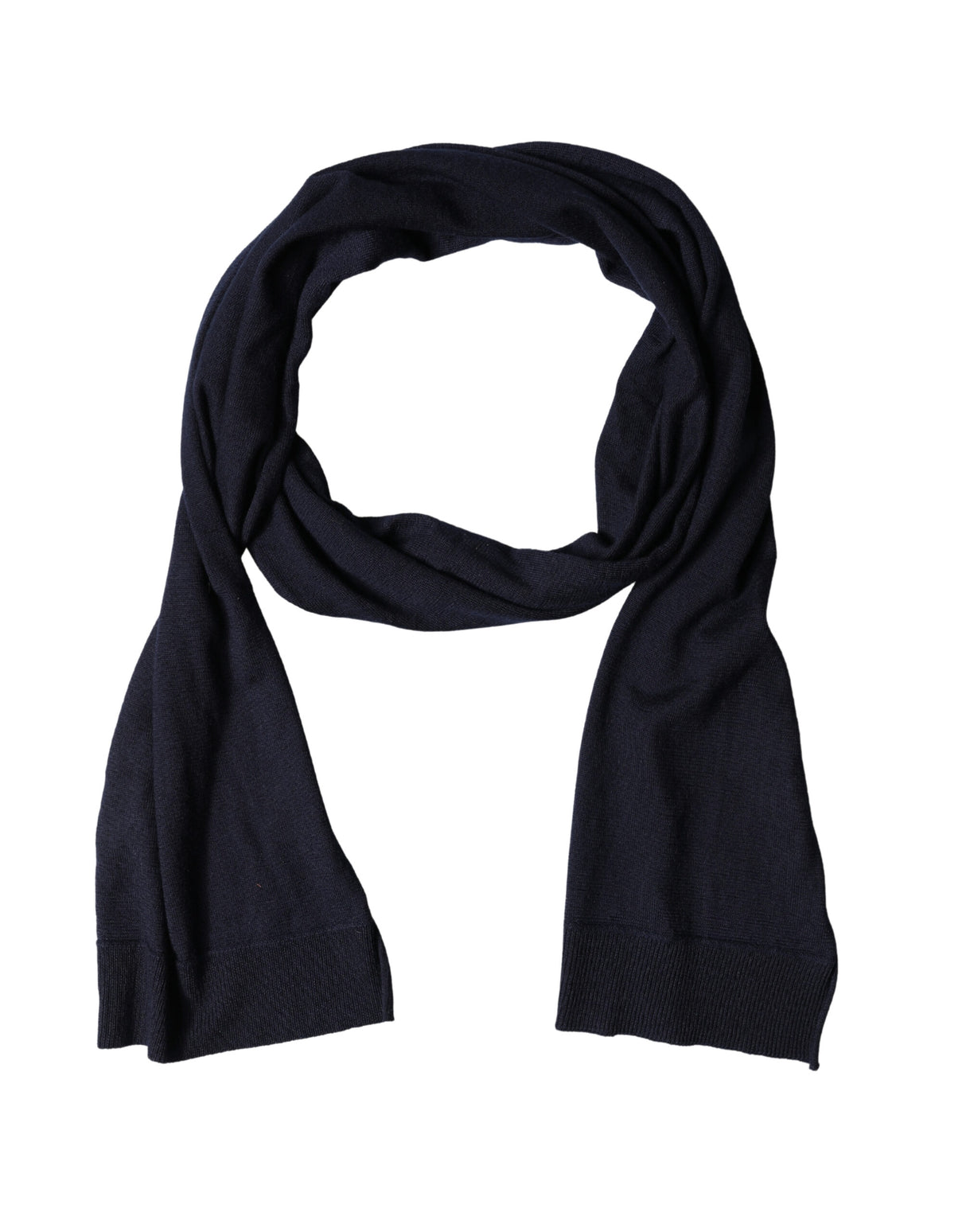 Dolce & Gabbana Blue Wool Knitted Shawl Neck Wrap 200cm x 25cm Scarf