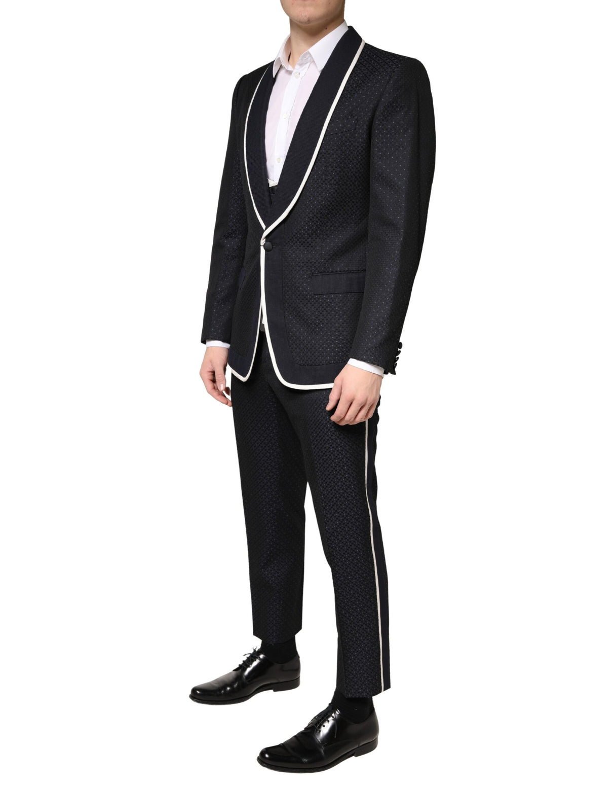 Dolce & Gabbana Black White Single Breasted SICILIA Men 3 Piece Suit