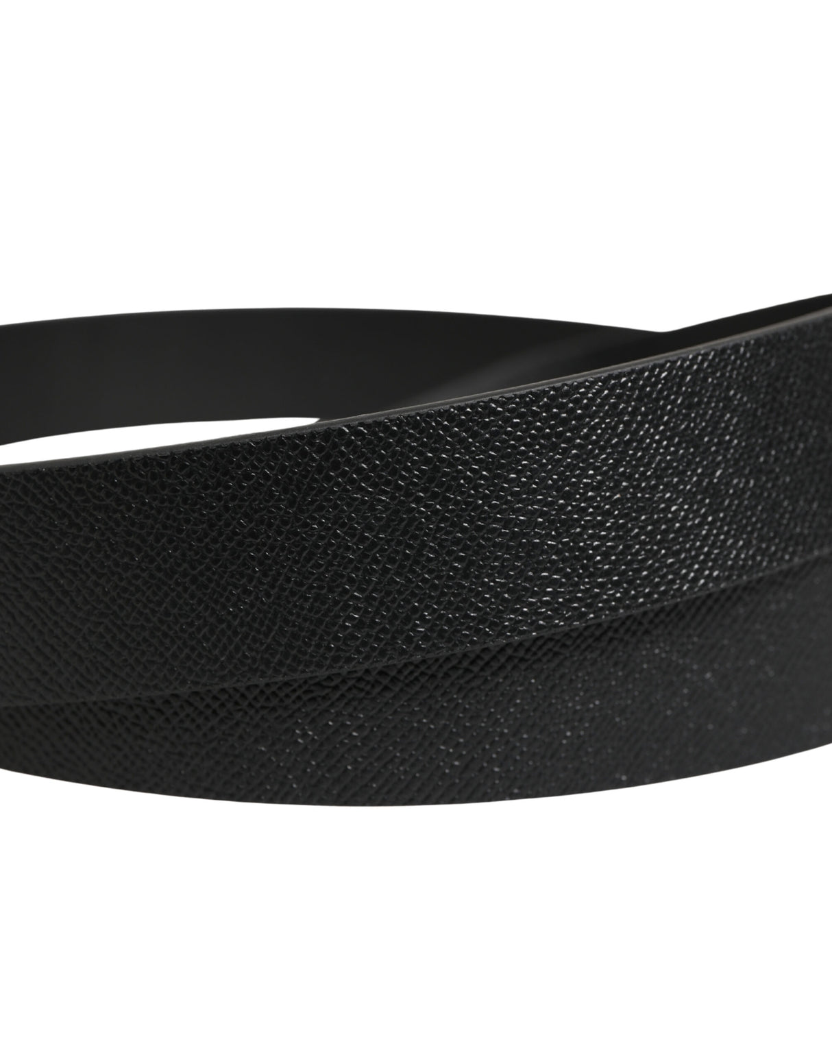 Dolce & Gabbana Black Calf Leather Silver Metal Buckle Belt