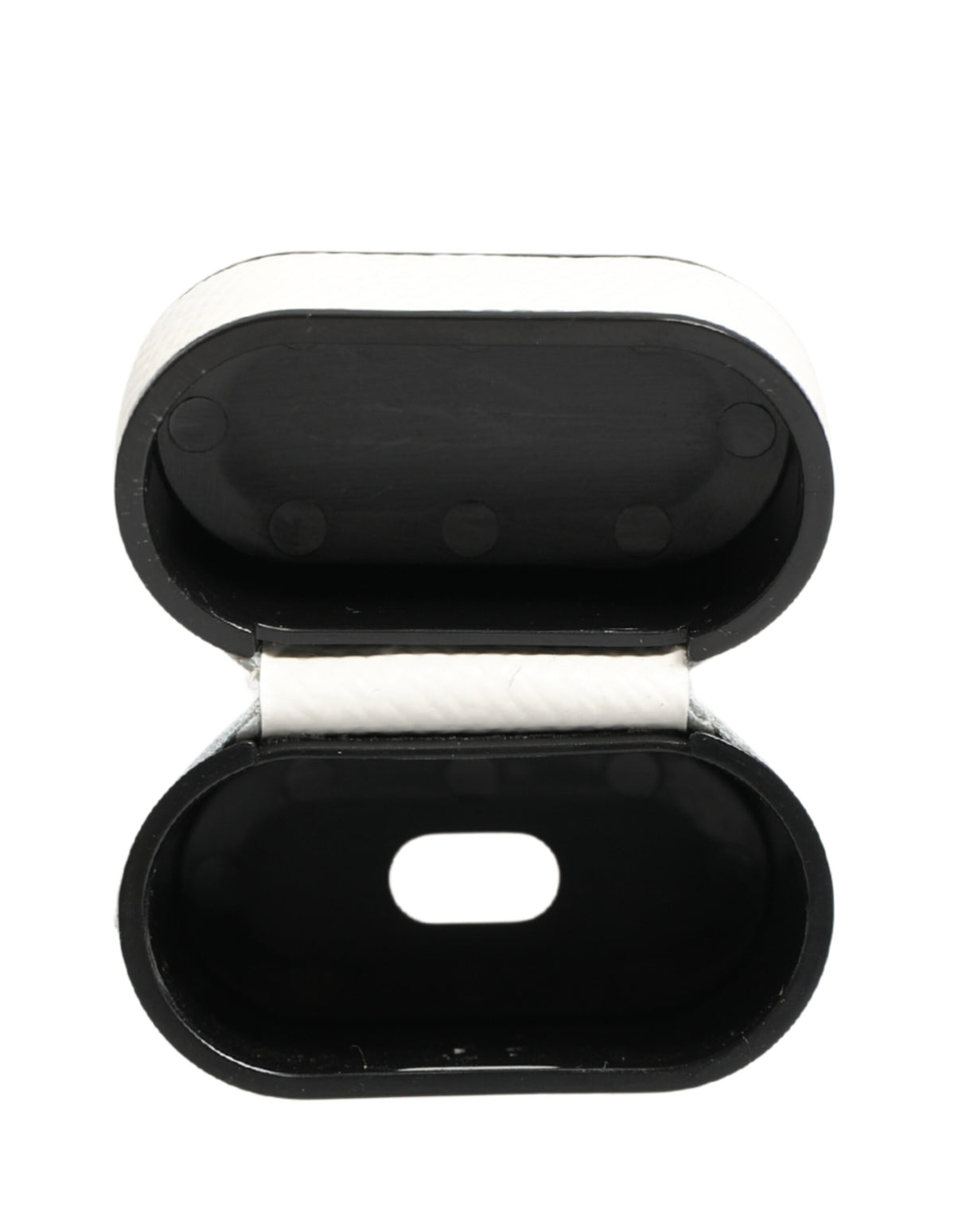 Dolce & Gabbana White Calf Leather Logo Flip Holder Strap Airpods Case