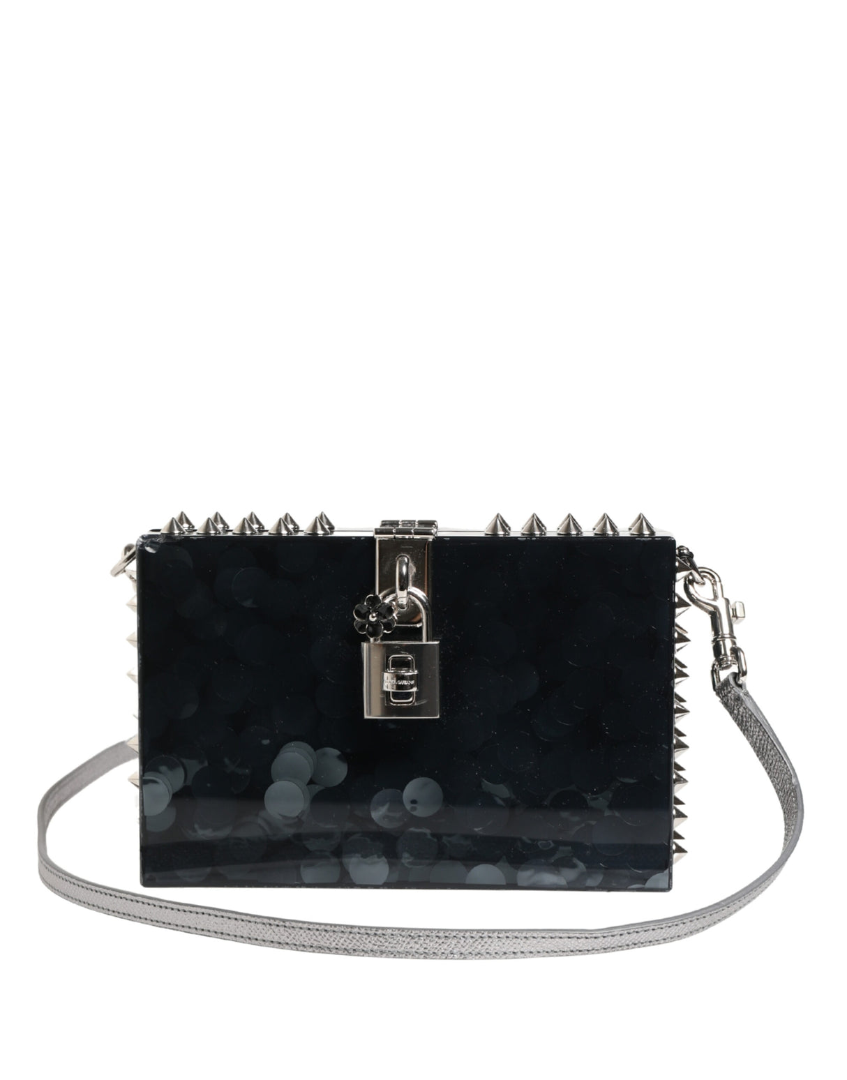 Dolce & Gabbana Black Acrylic Plexiglass Studded DOLCE BOX Clutch Bag