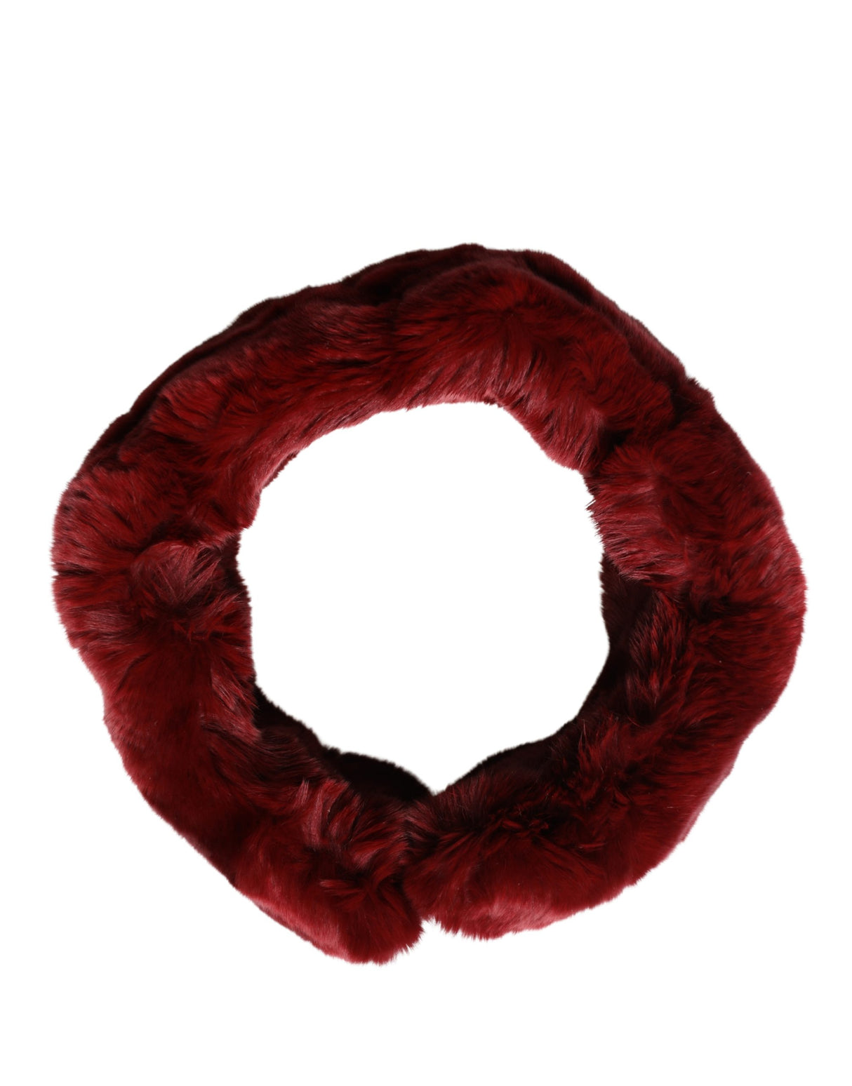 Dolce & Gabbana Red Lamb Fur Collar Women Neck Wrap 50cm x 8cm Scarf