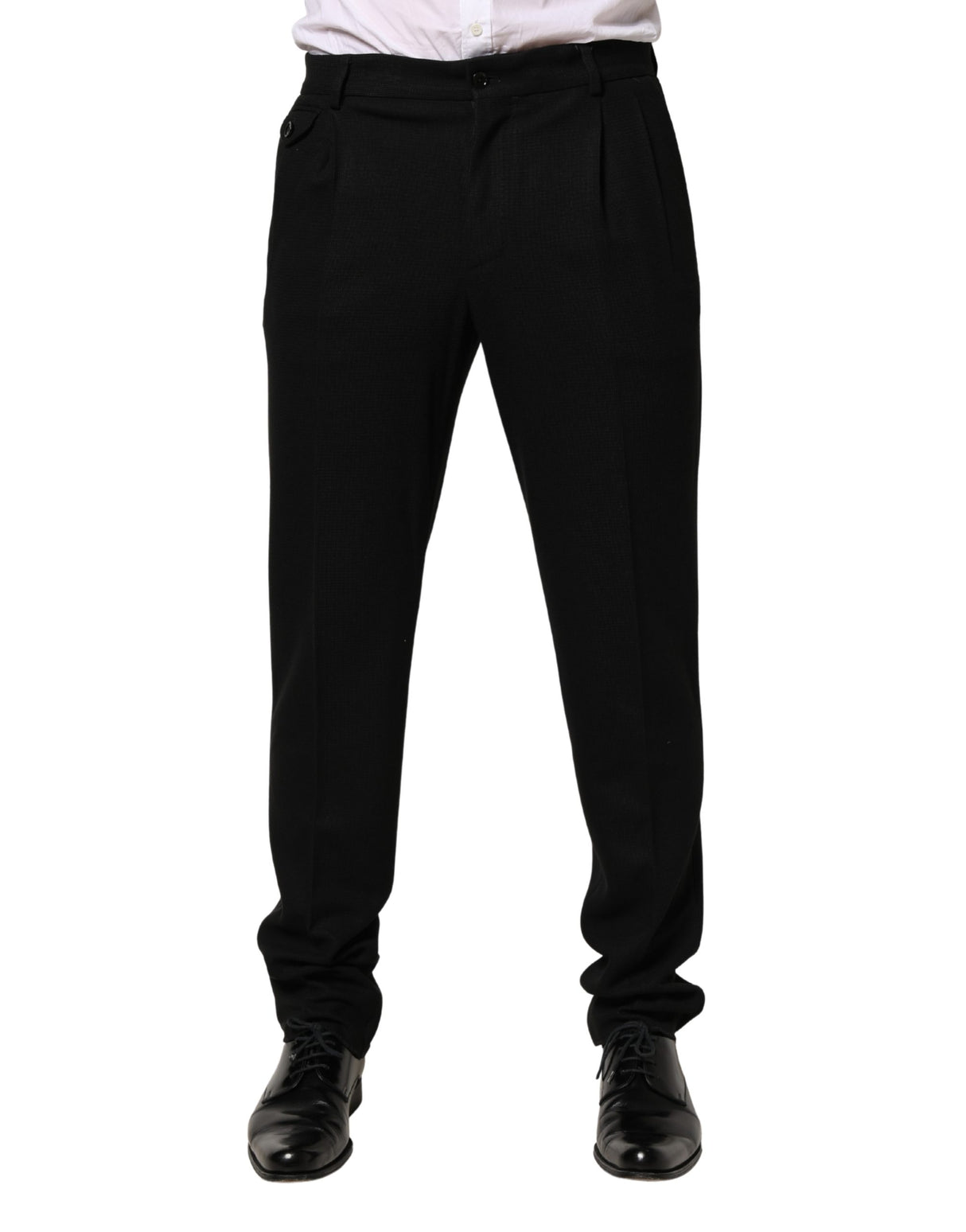Dolce & Gabbana Black Wool Skinny Men Dress Trouser Pants