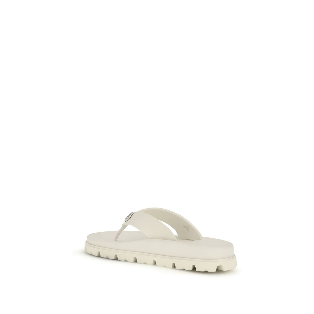Prada White Rubber Flip-Flop Sandals