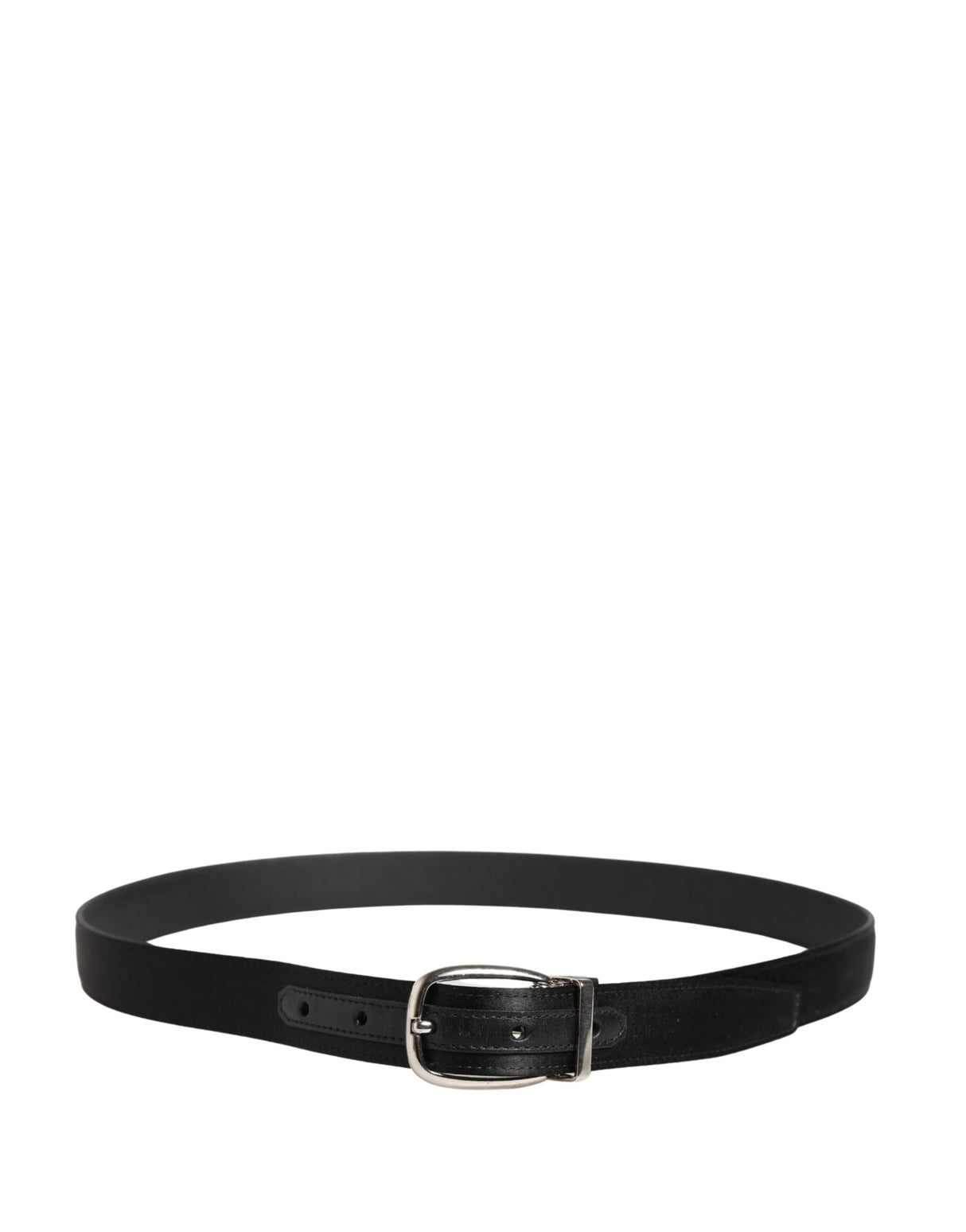 Dolce & Gabbana Men Black Classic Leather Metal Buckle Belt