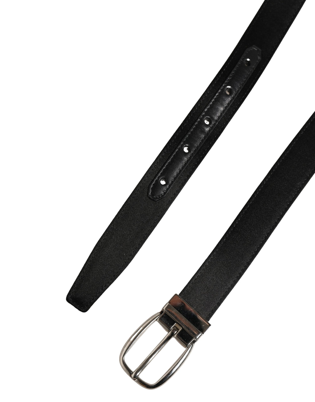 Dolce & Gabbana Men Black Classic Leather Metal Buckle Belt
