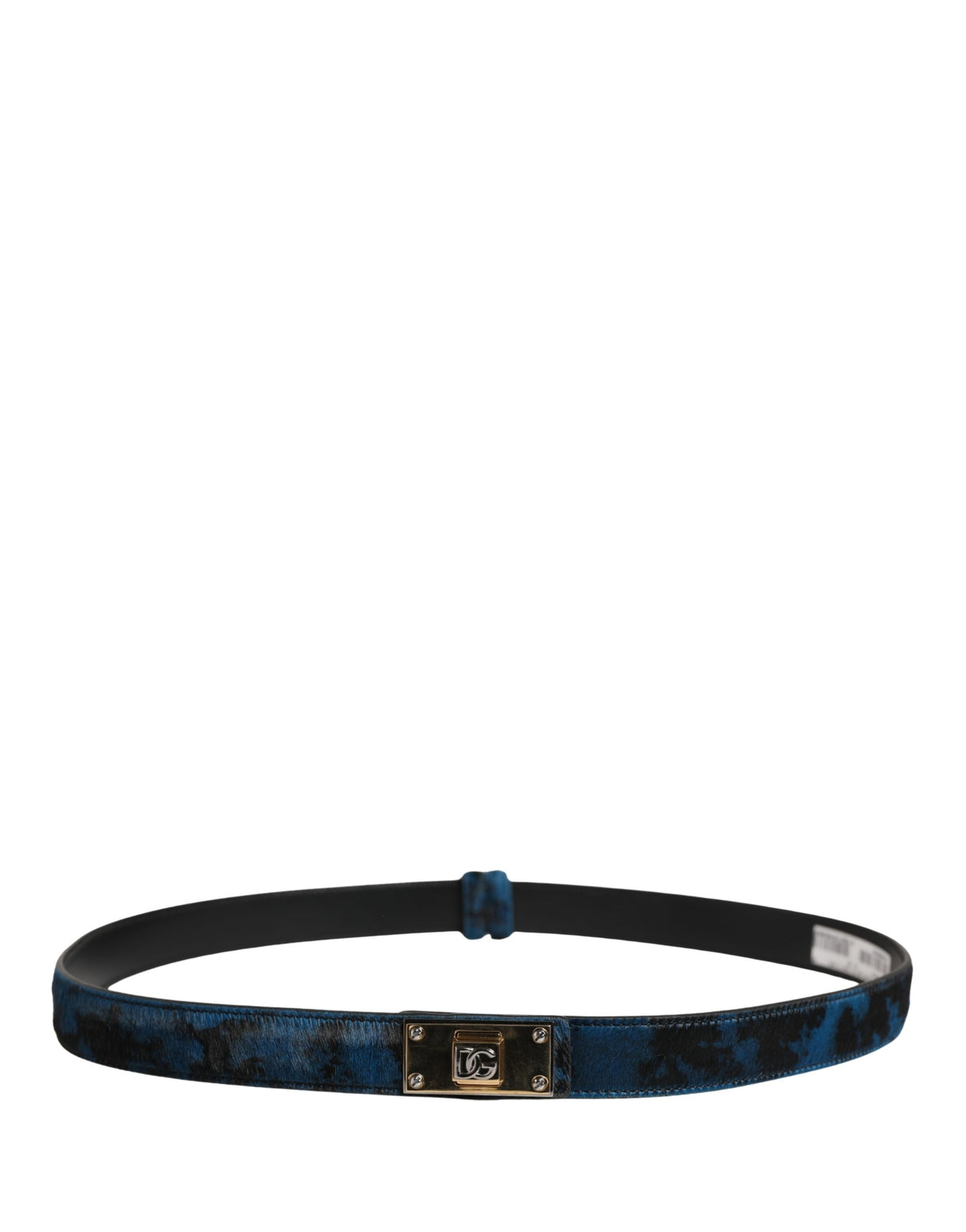 Dolce & Gabbana Men Blue Calf Leather Logo Metal Buckle Belt