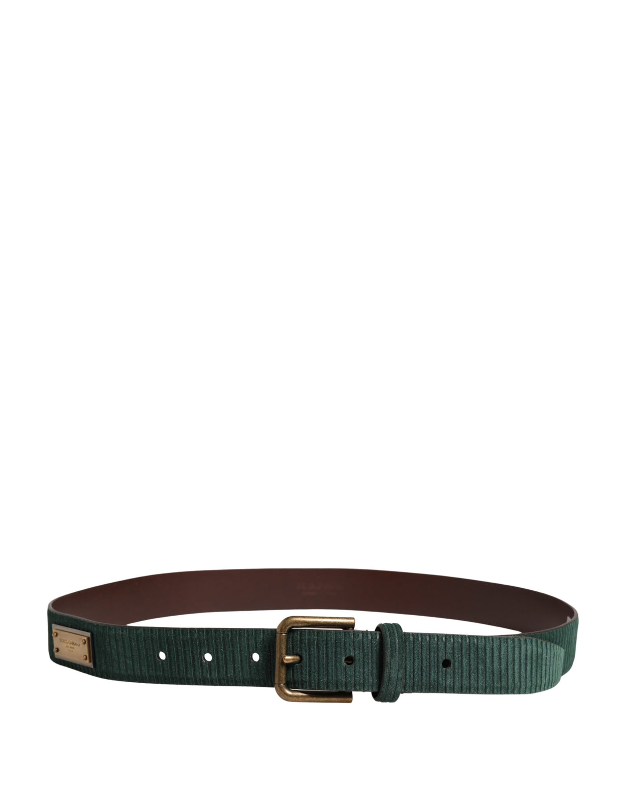 Dolce & Gabbana Men Green Velvet Leather Metal Buckle Belt
