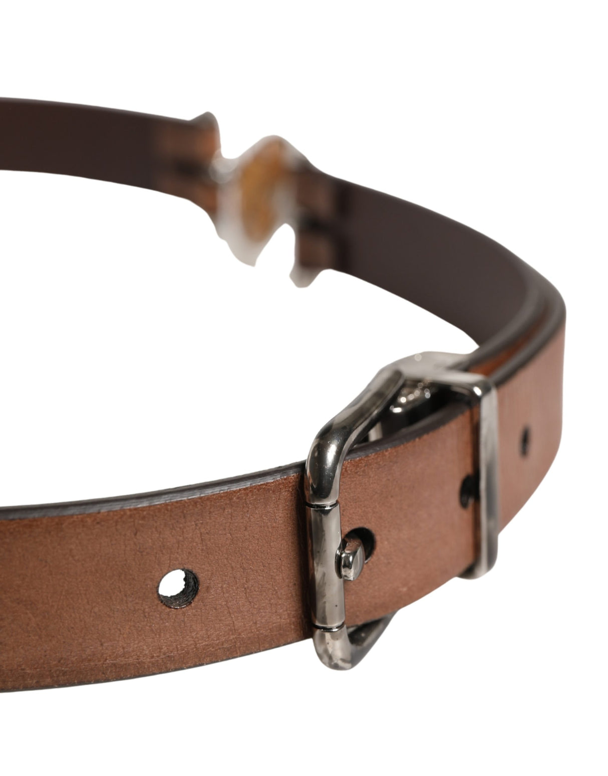 Dolce & Gabbana Men Brown Classic Leather Metal Buckle Belt