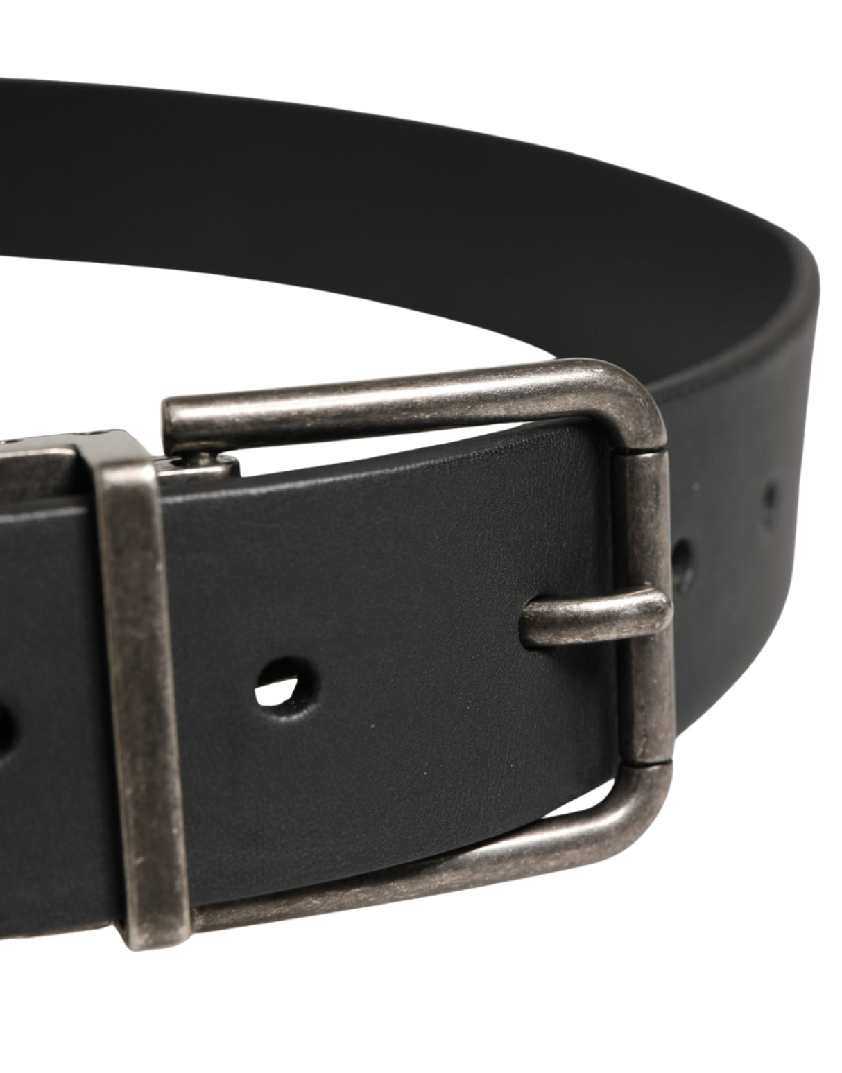 Dolce & Gabbana Men Black Classic Leather Metal Buckle Belt
