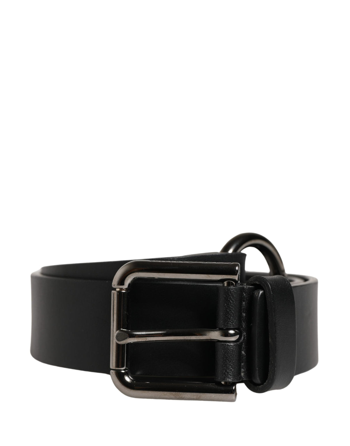 Dolce & Gabbana Men Black Calfskin Leather Metal Buckle Belt