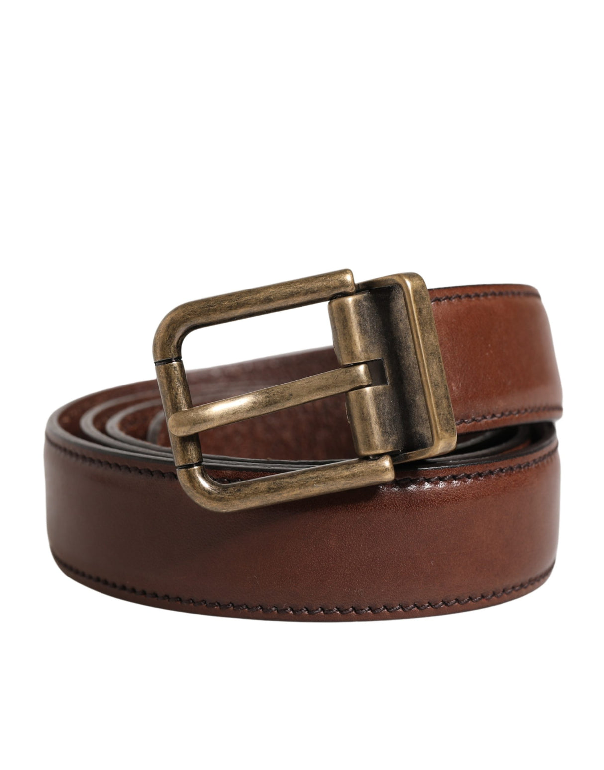 Dolce & Gabbana Men Brown Classic Leather Metal Buckle Belt