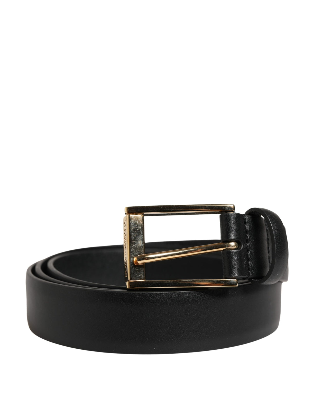 Dolce & Gabbana Men Black Classic Leather Metal Buckle Belt