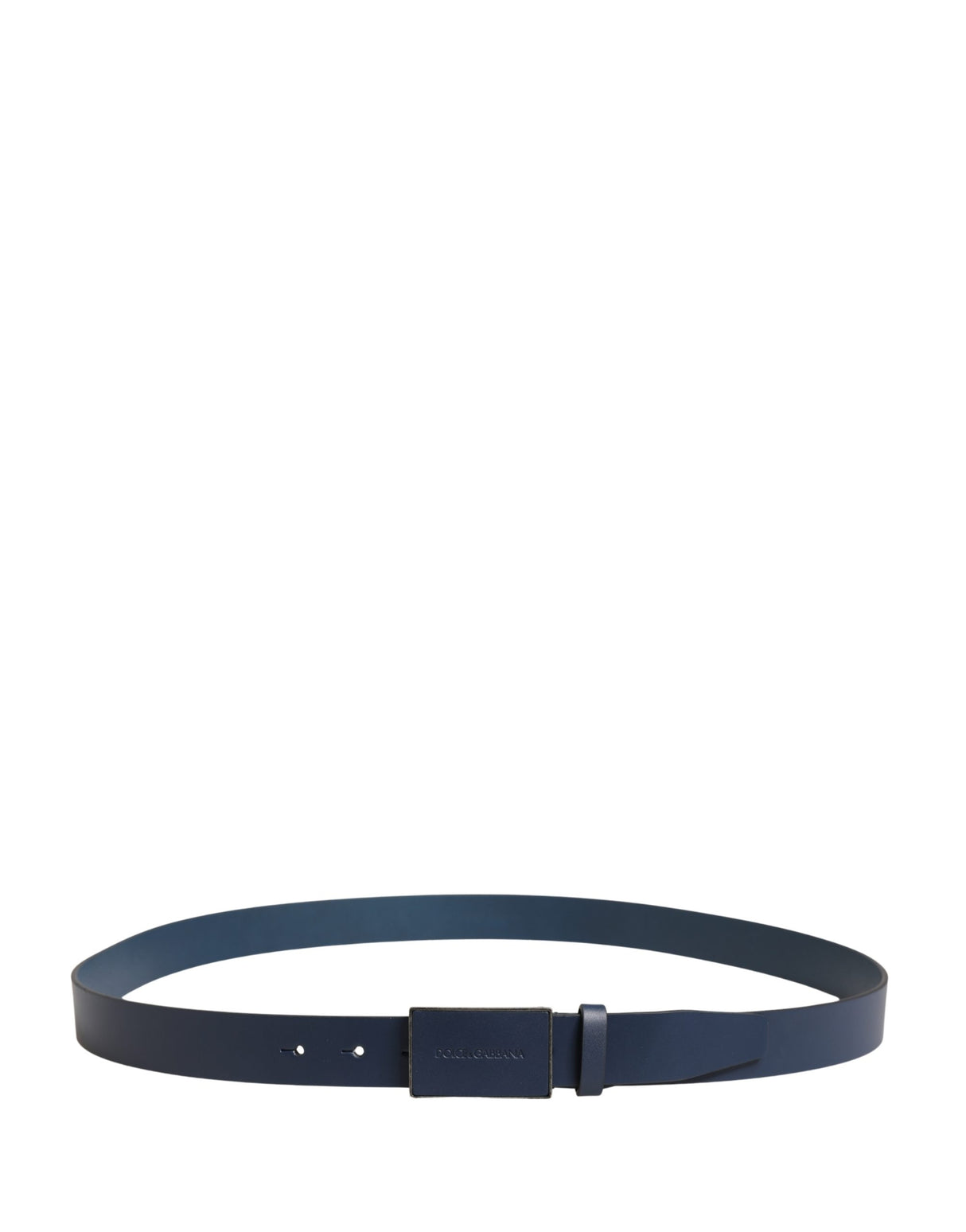 Dolce & Gabbana Men Blue Calf Leather Logo Metal Buckle Belt