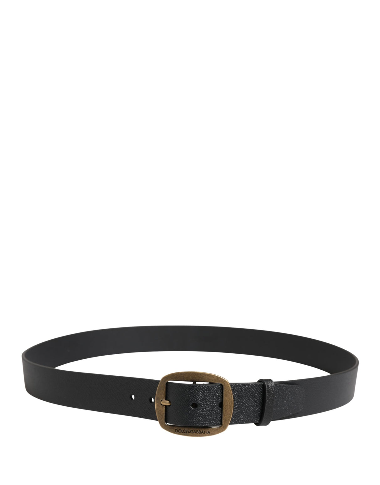 Dolce & Gabbana Men Black Classic Leather Metal Buckle Belt