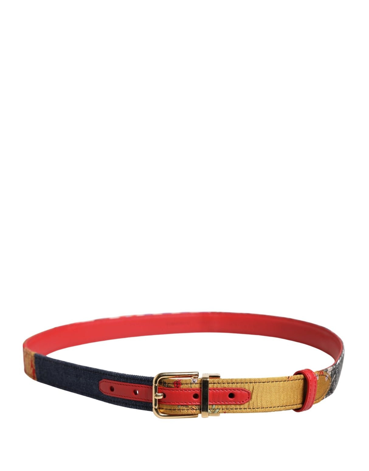 Dolce & Gabbana Multicolor Floral Jacquard Metal Buckle Belt
