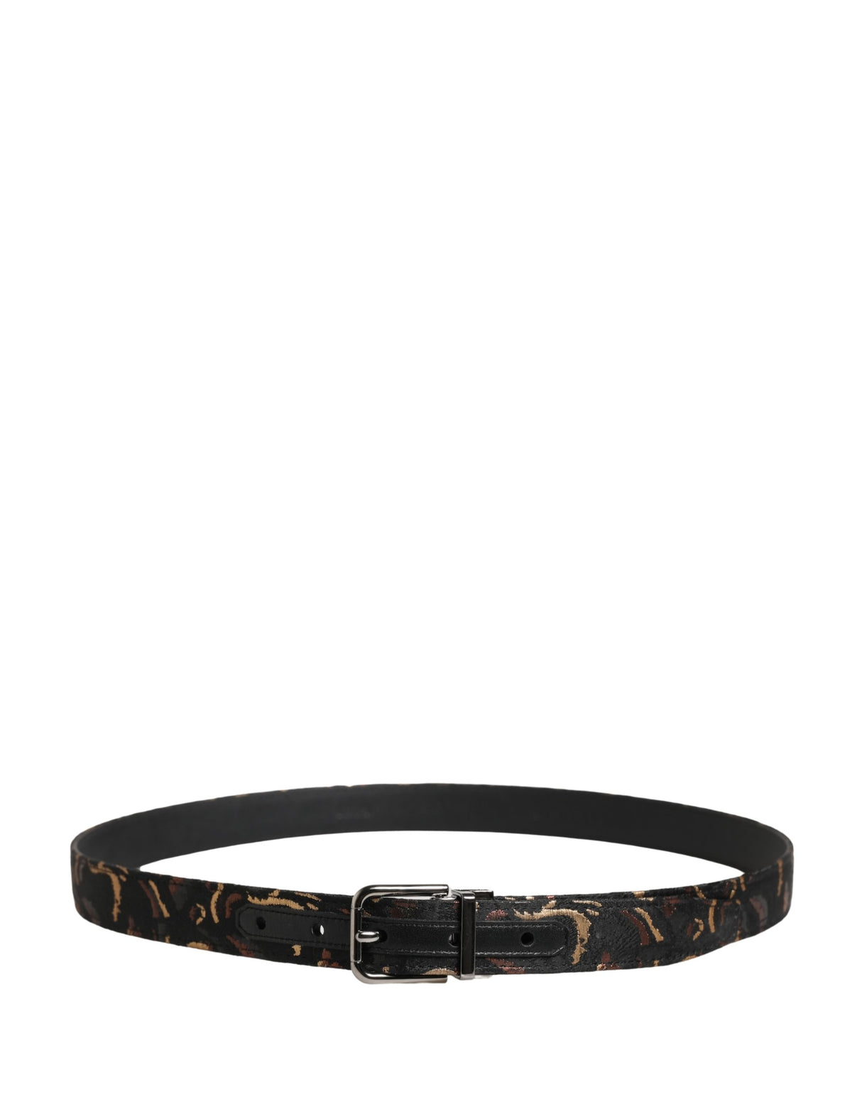 Dolce & Gabbana Multicolor Jacquard Silver Metal Buckle Belt
