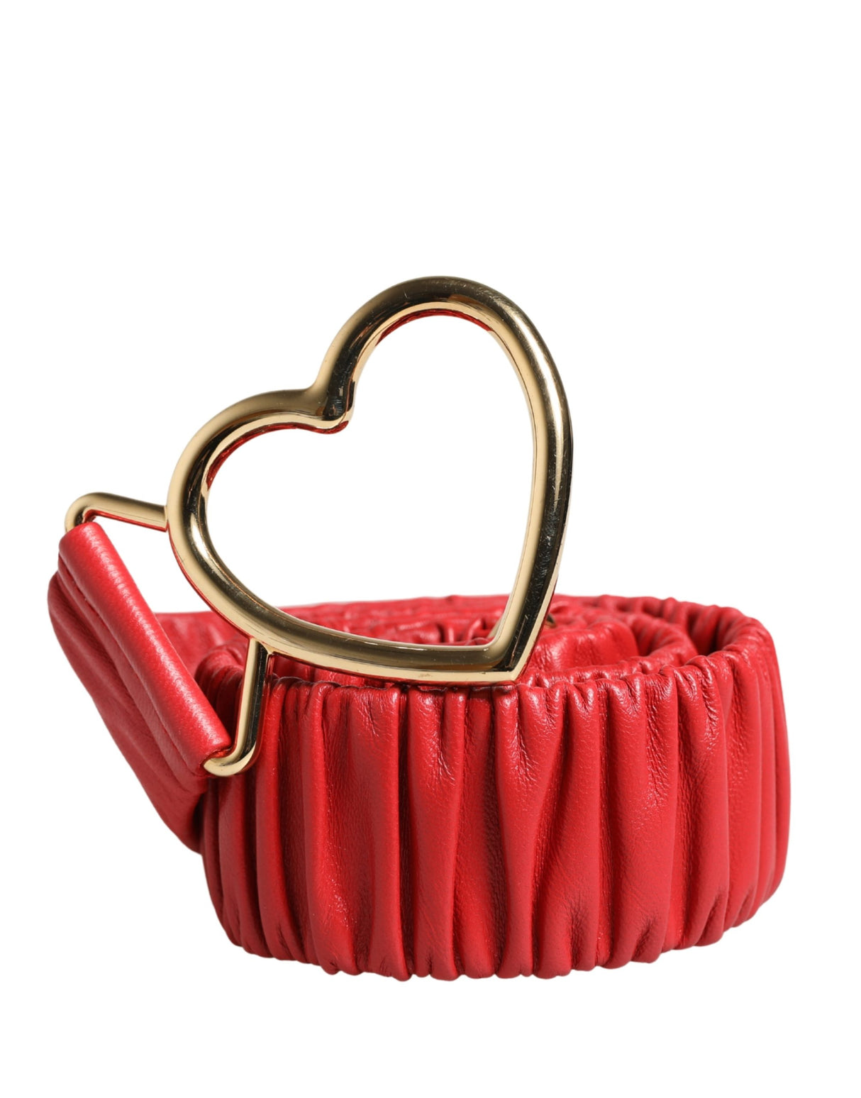 Dolce & Gabbana Red Leather Gold Heart Metal Buckle Belt