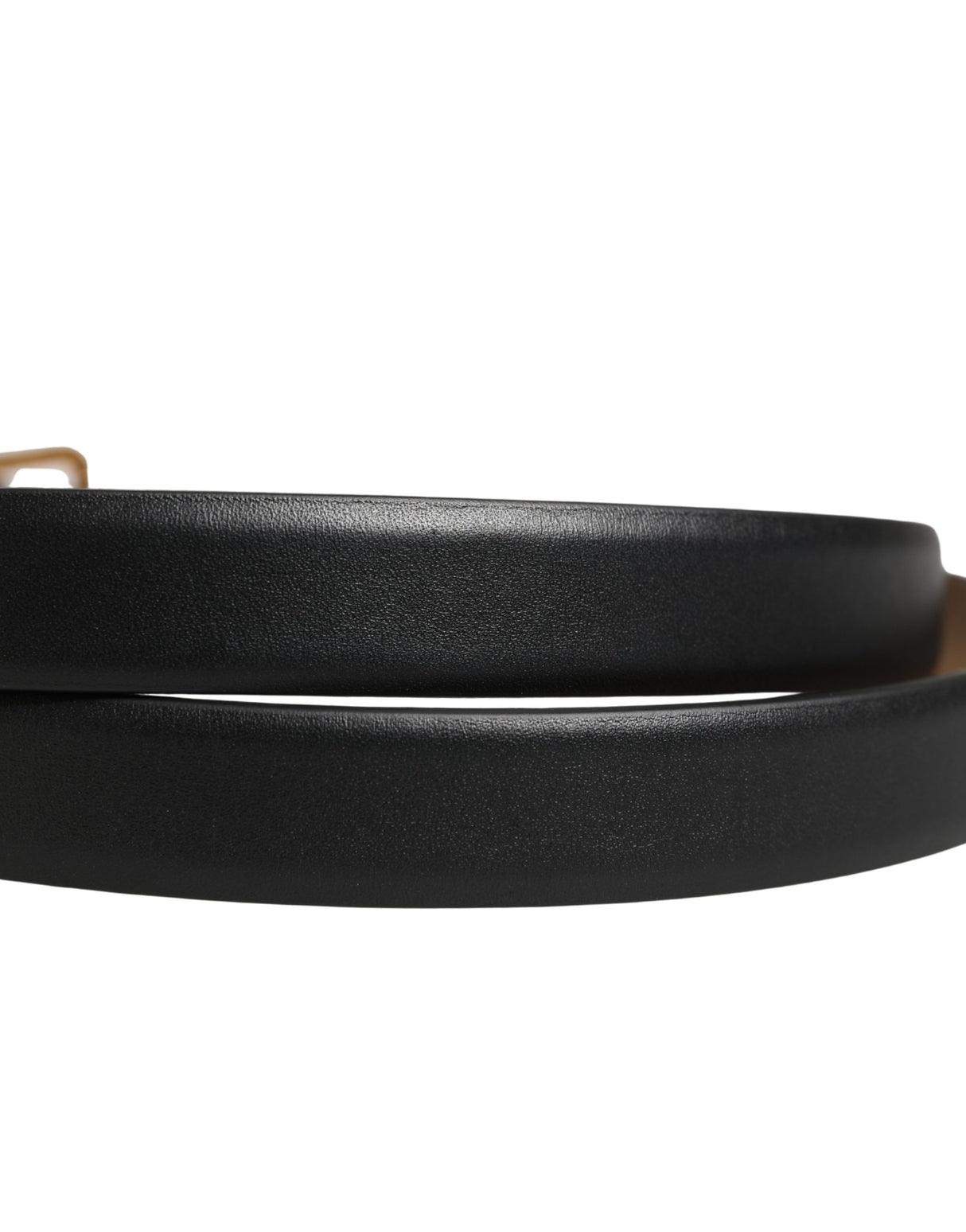 Dolce & Gabbana Black Classic Leather Gold Metal Buckle Belt