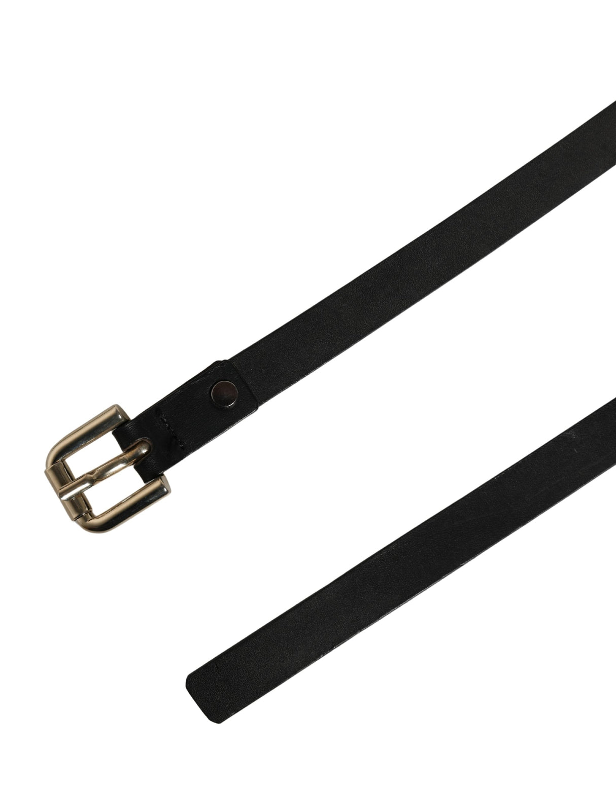 GF Ferre Black Leather Slim Gold Tone Buckle Waist Men Belt