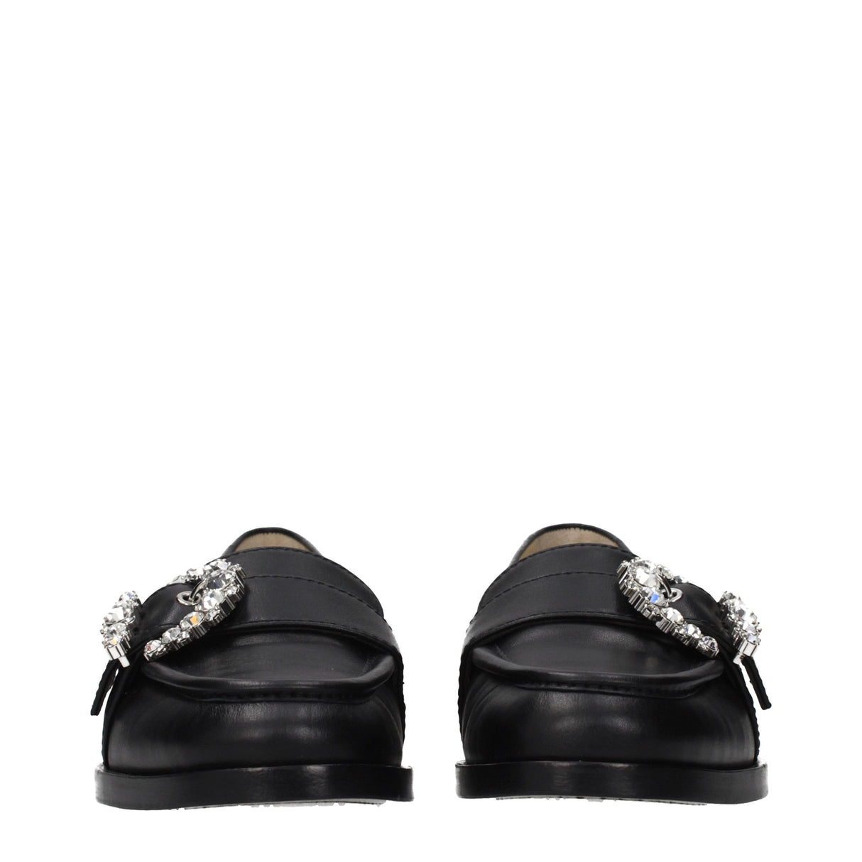 Jimmy Choo Black Leather Slip-On Loafers
