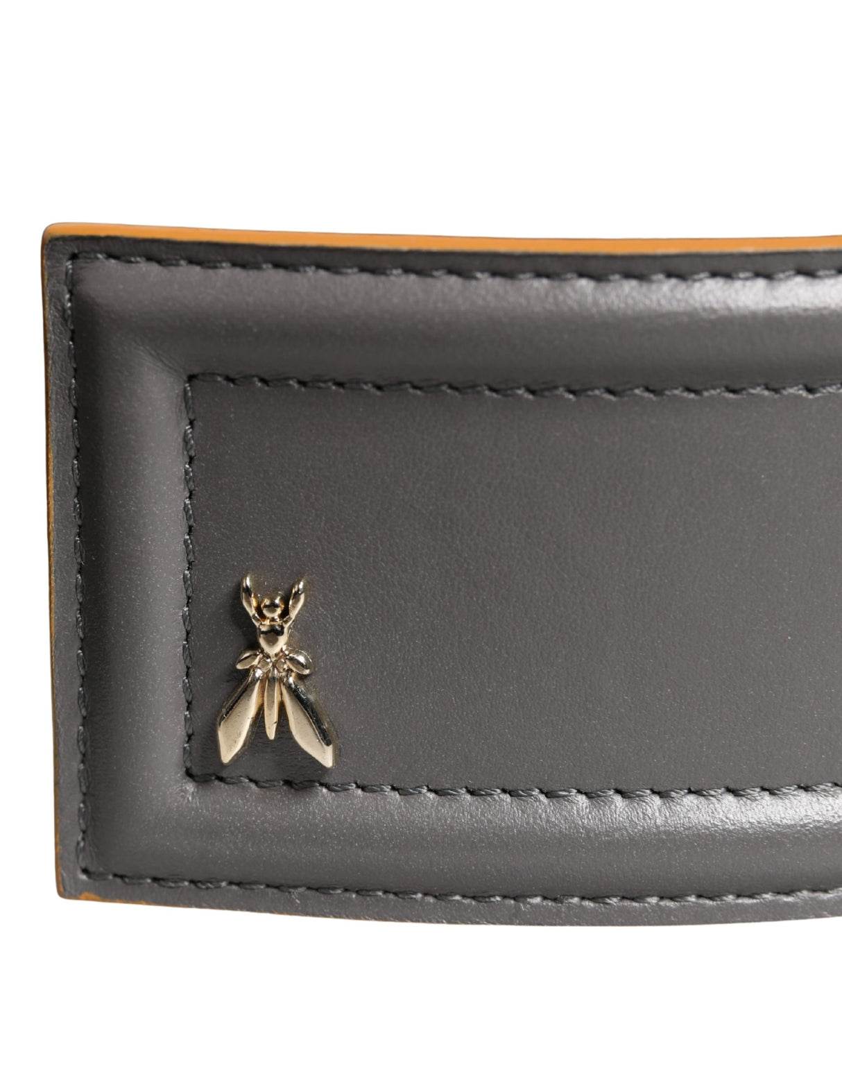 Patrizia Pepe Gray Genuine Leather Square Silver Metal Buckle Belt