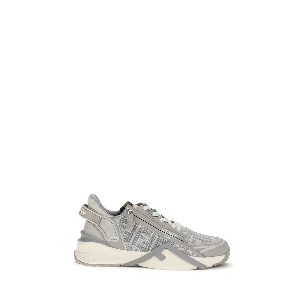Fendi Gray Calf Leather Bos Taurus Athletic Sneakers