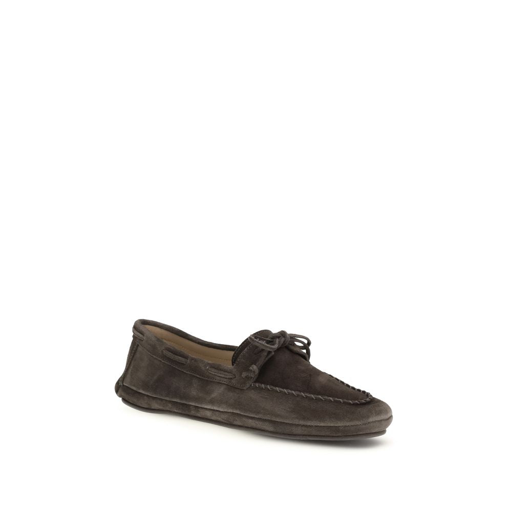Le Monde Béryl Brown Calf Leather Bos Taurus Slip-On Loafers