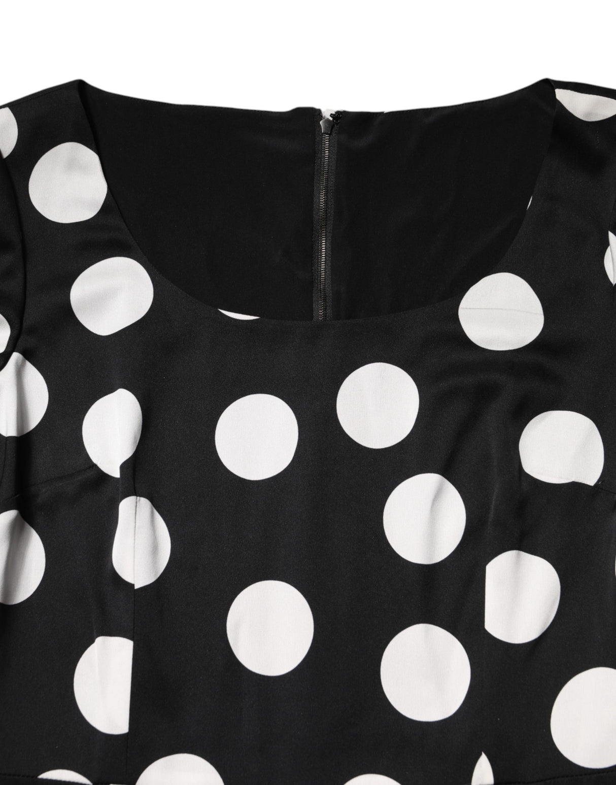 Dolce & Gabbana Black White Polka Dot Silk Sheath Midi Dress