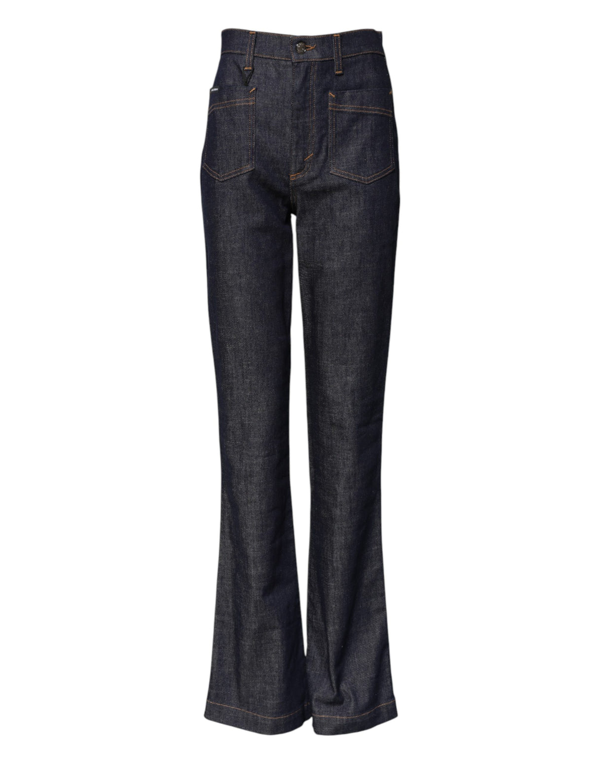 Dolce & Gabbana Dark Blue Cotton Flared Wide Leg Denim Jeans