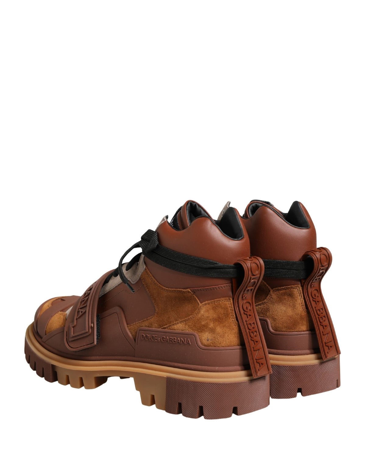 Dolce & Gabbana Brown Leather Trekking-Style Men Boots Shoes