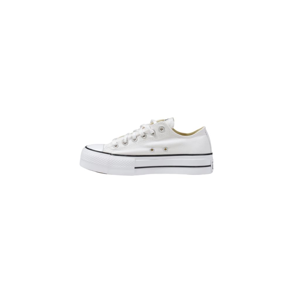 Converse White Fabric Platform Sneakers
