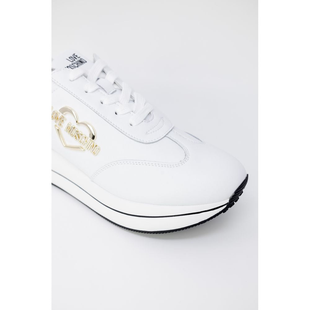 Love Moschino White Leather Low Top Sneakers
