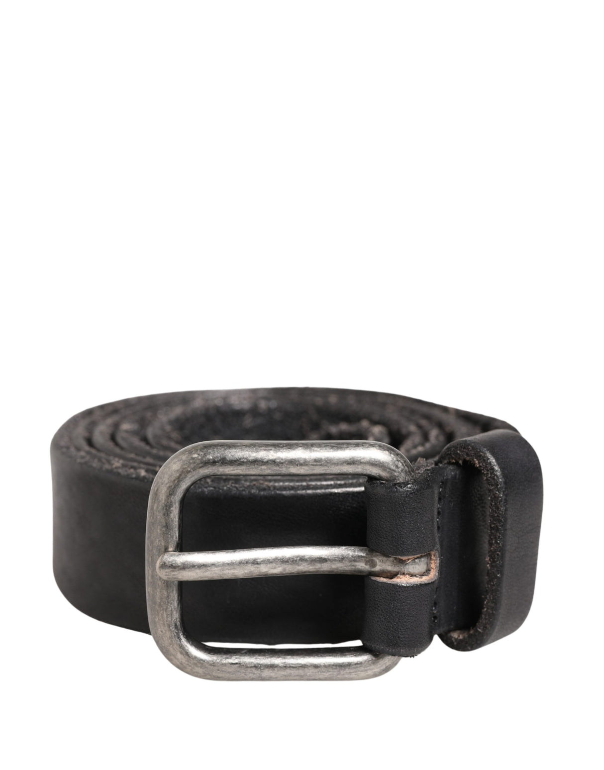 Daniele Alessandrini Men Black Leather Metal Buckle Belt