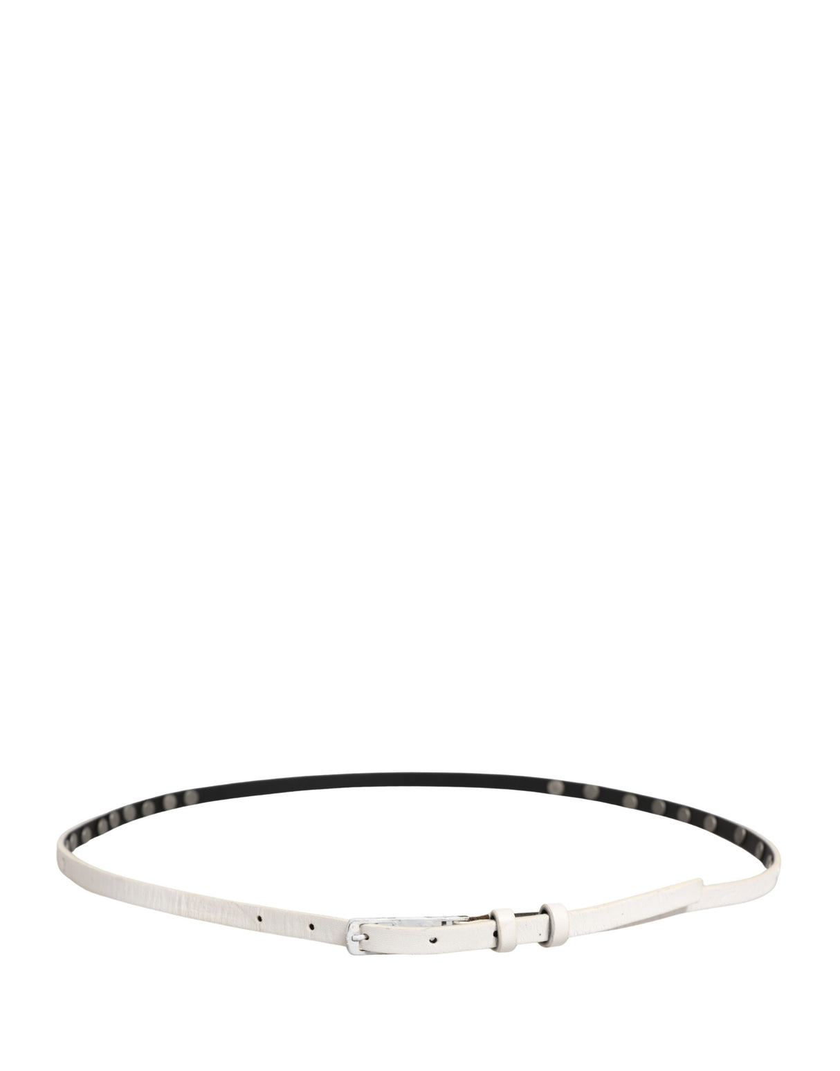 Costume National White Leather Studded Cintura Belt