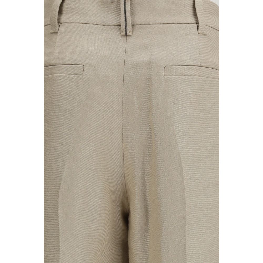Brunello Cucinelli Beige Linen Casual Pants