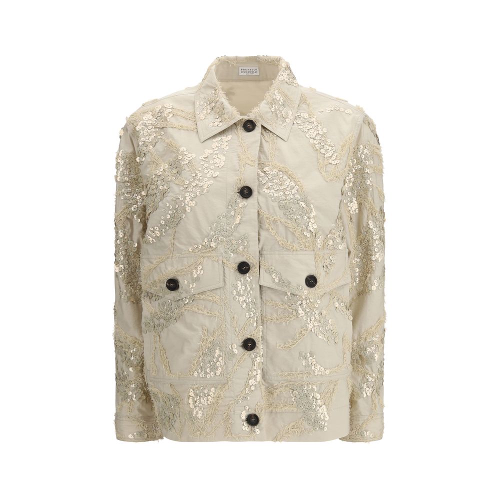 Brunello Cucinelli Beige Cotton Full-Length Jacket