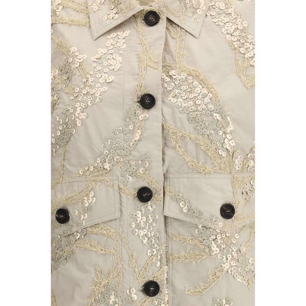 Brunello Cucinelli Beige Cotton Full-Length Jacket