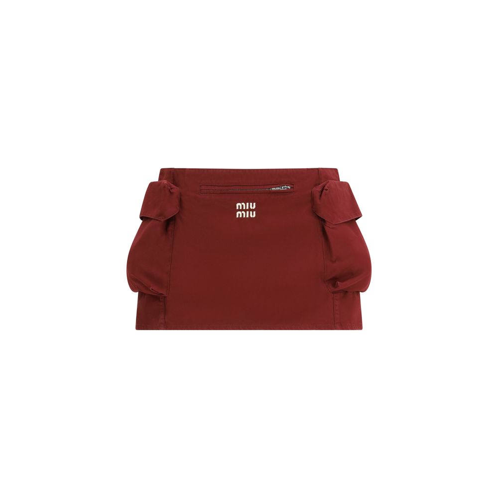 Miu Miu Bordeaux Cotton Mini Skirt
