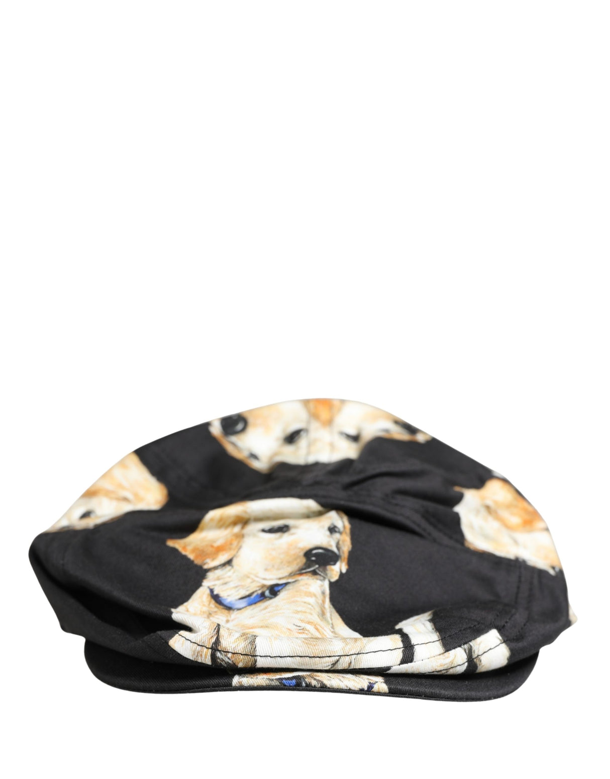 Dolce & Gabbana Men Black Dog Cotton Newsboy Cloth Capello Hat