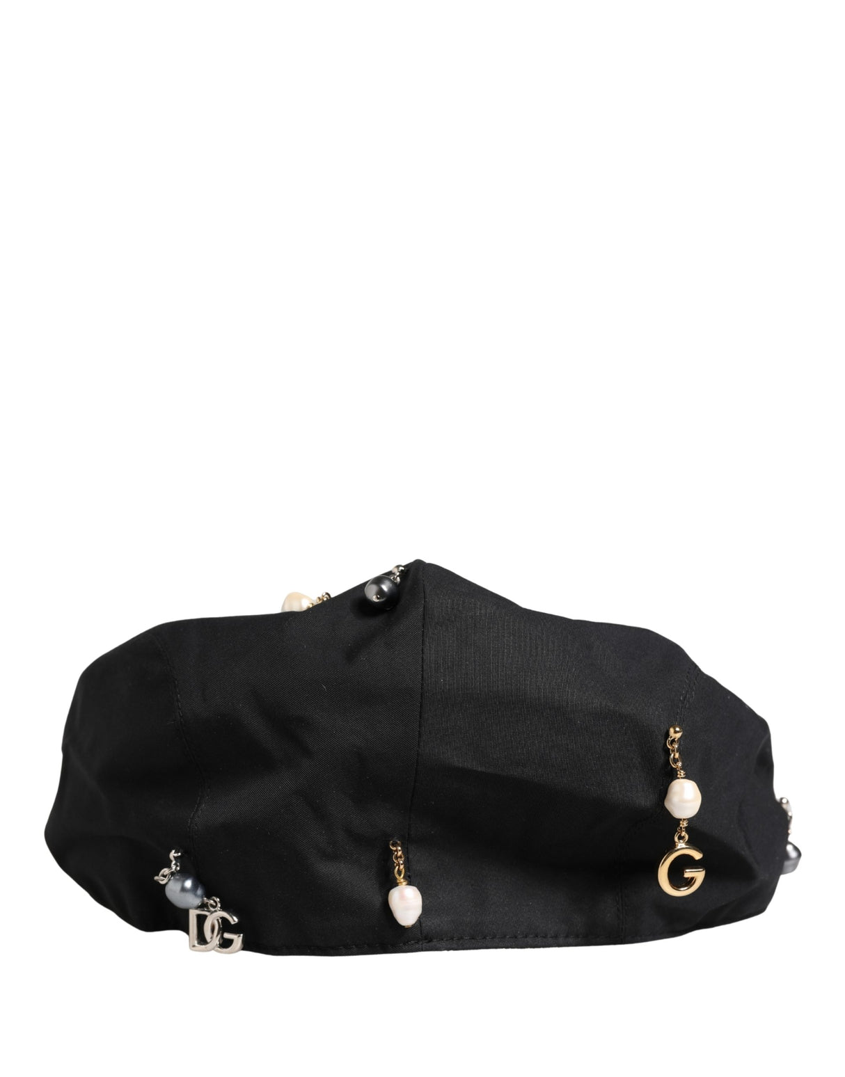 Dolce & Gabbana Men Black Cotton Embellished Newsboy Capello Hat