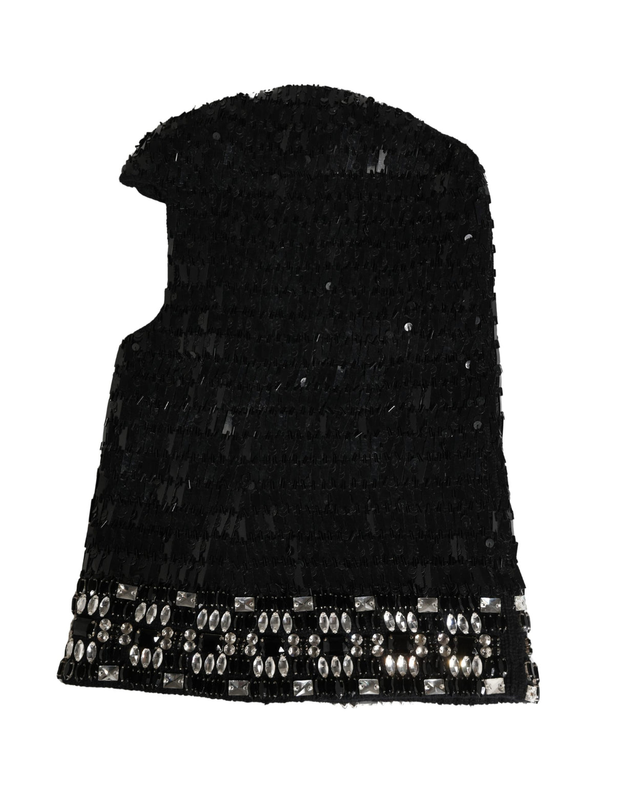 Dolce & Gabbana Black Wool Crystal Embellished Balaclava Hat