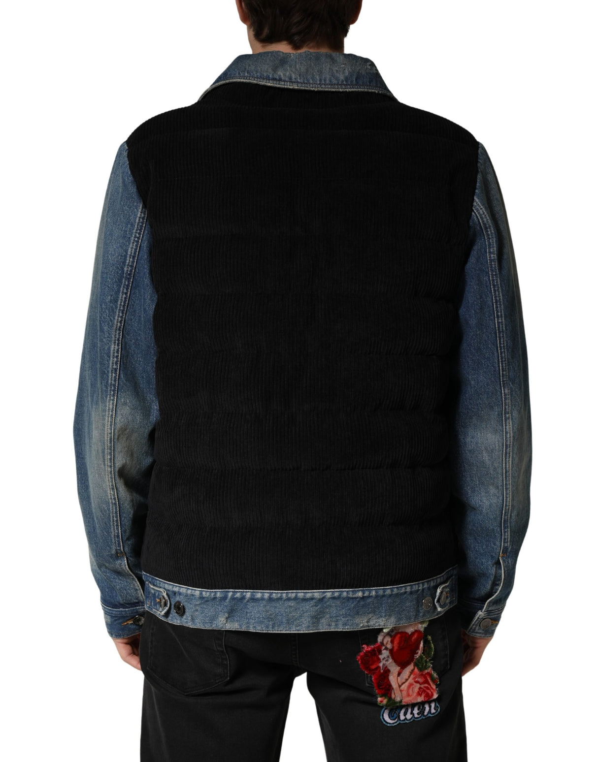 Dolce & Gabbana Black Blue Cotton Denim Blouson Men Jacket