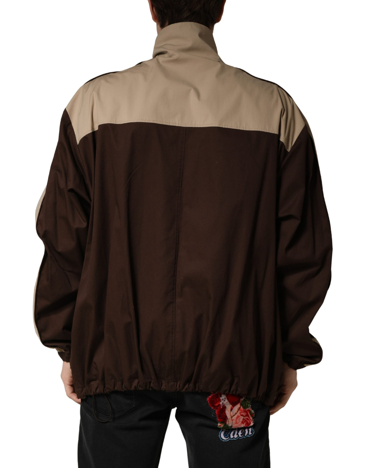 Dolce & Gabbana Brown Beige Cotton Zip Windbreaker Jacket