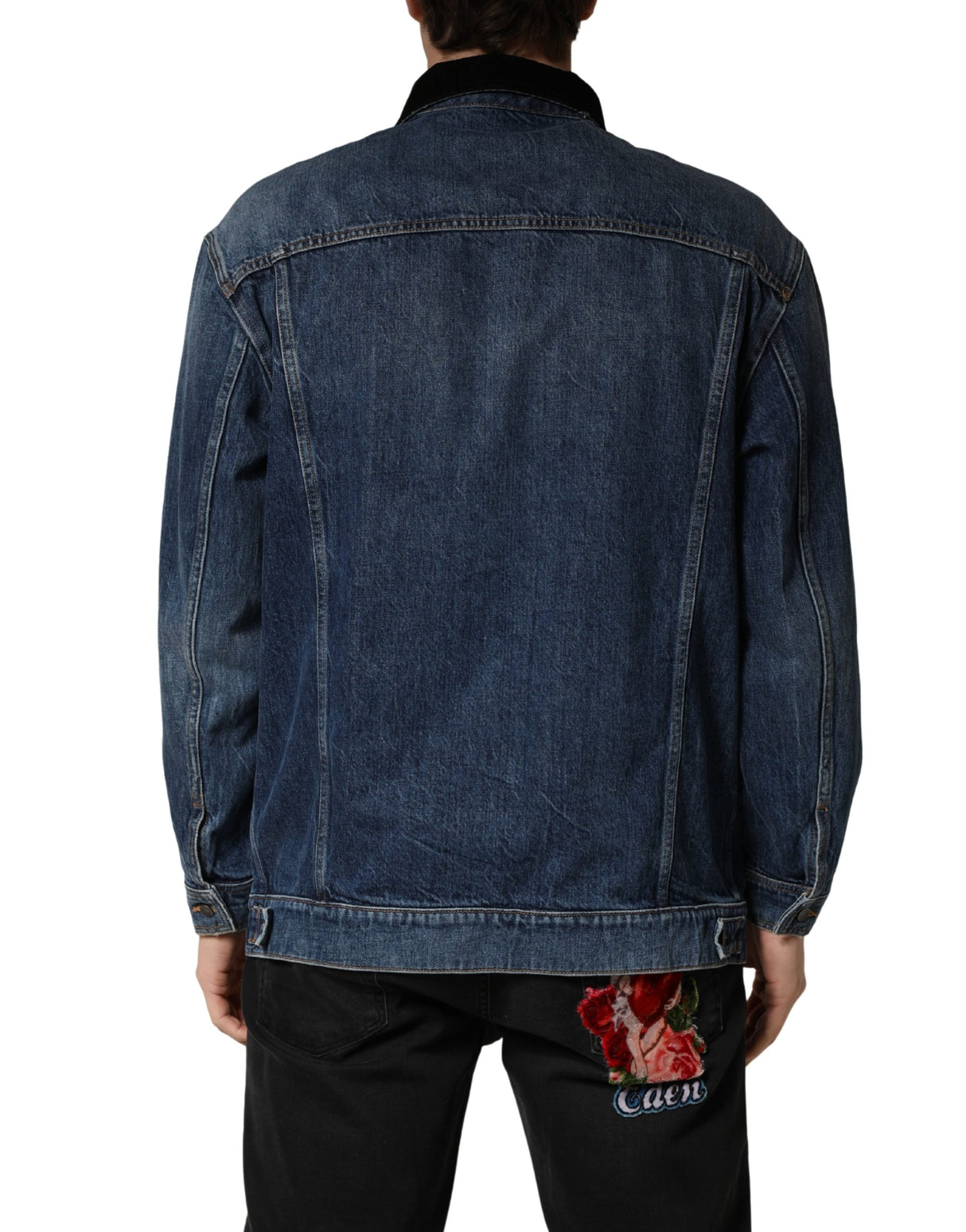 Dolce & Gabbana Black Blue Cotton Denim Blouson Men Jacket