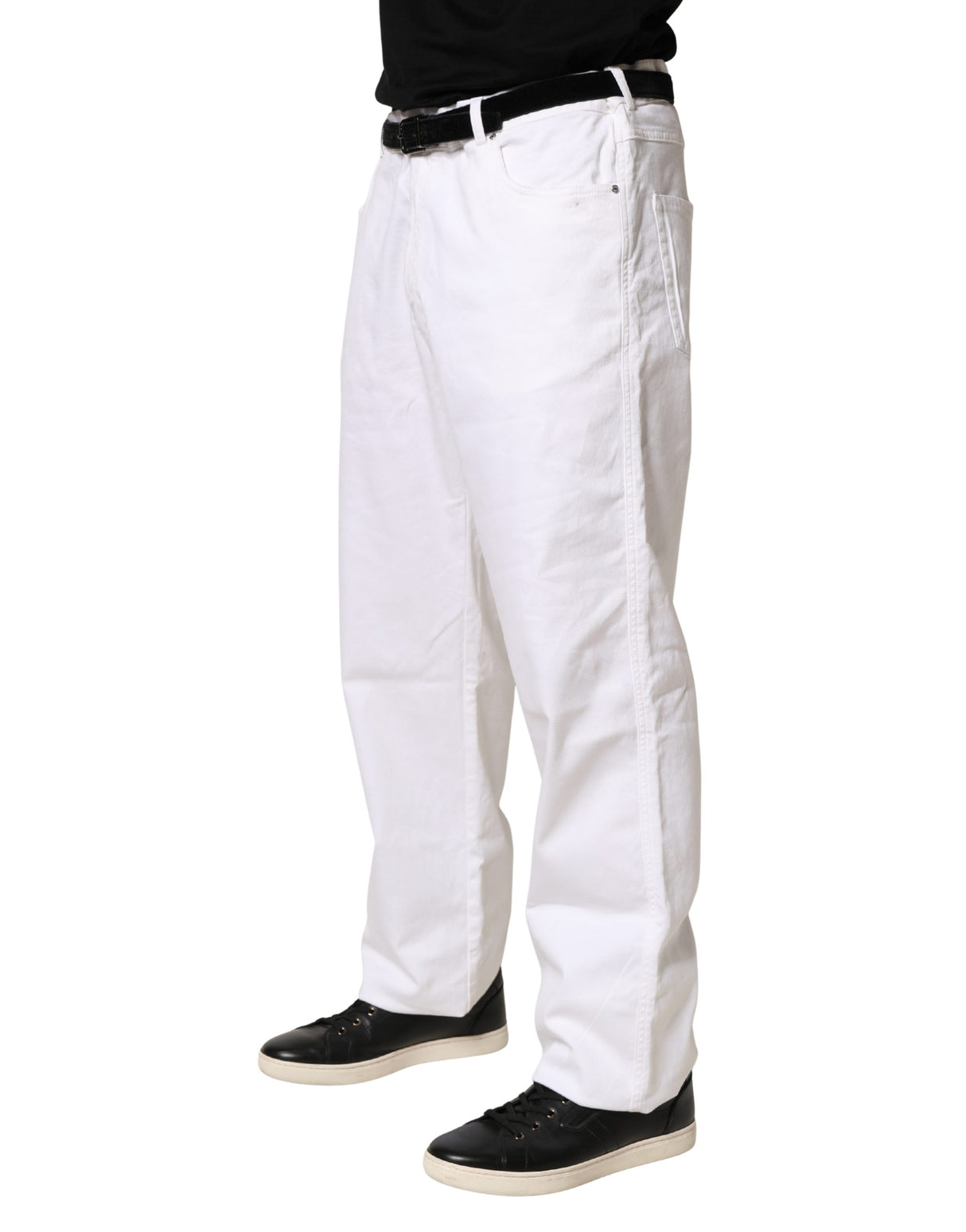 Paul & Shark White Straight Mid Waist Denim Trouser Jeans