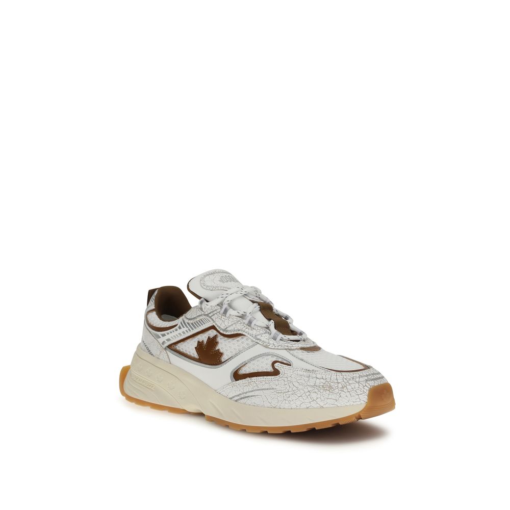 Dsquared² White Calf Leather Bos Taurus Athletic Sneakers