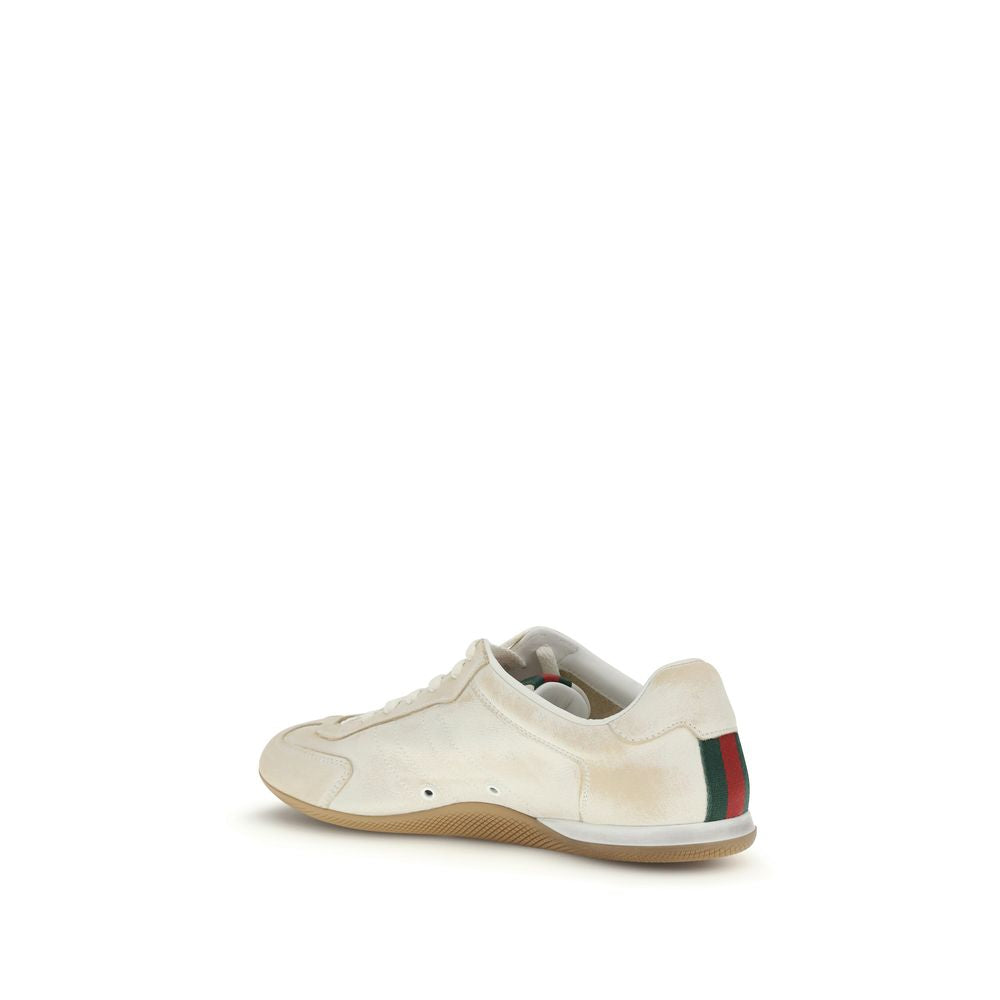 Gucci White Calf Leather Bos Taurus Low Top Sneakers