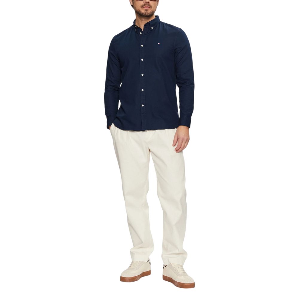 Tommy Hilfiger Blue Recycled Cotton Dress Shirt