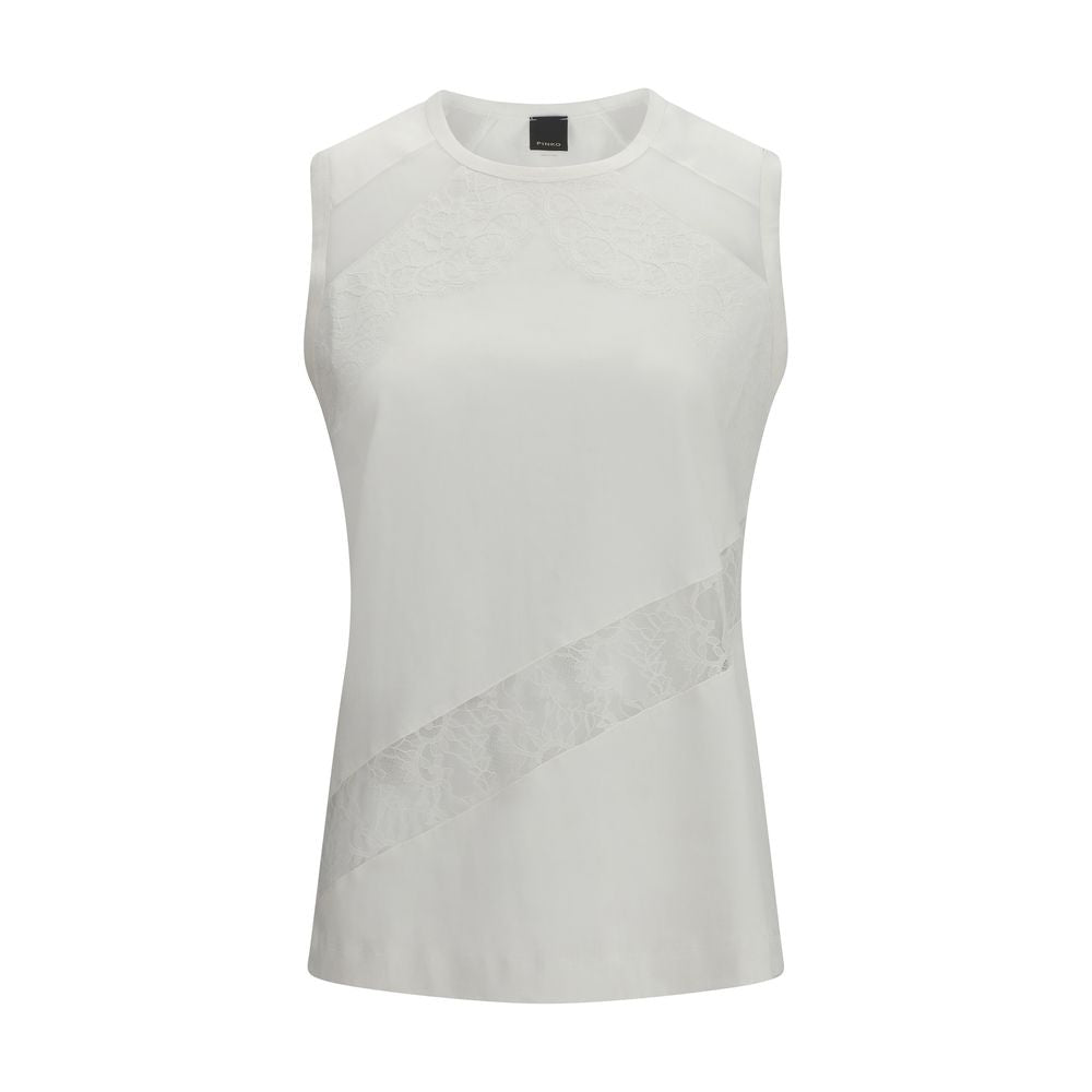 PINKO White Cotton Sleeveles T-Shirt